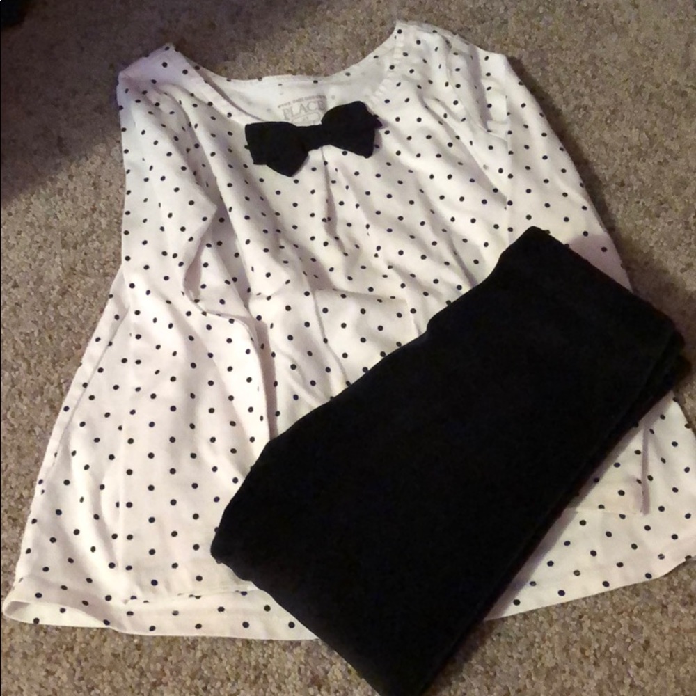 Polka dot long sleeve with matching fleece pants